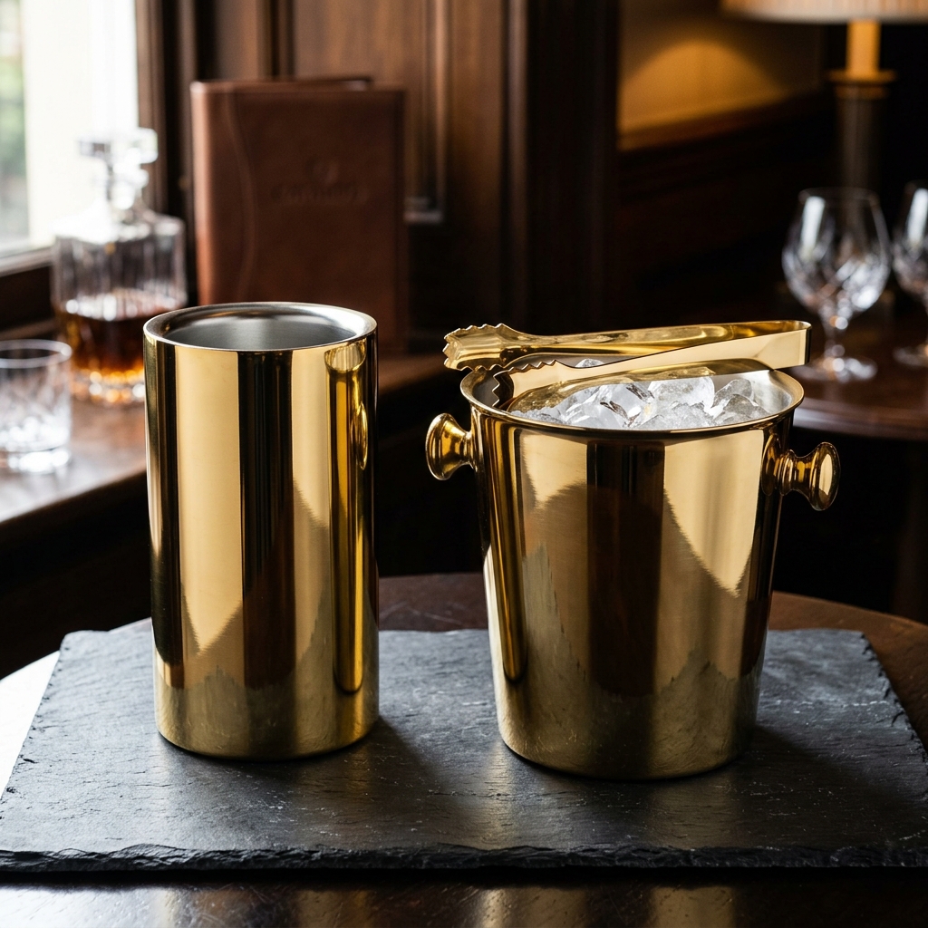 Auric Gold Wine Cooler & Ice Bucket
