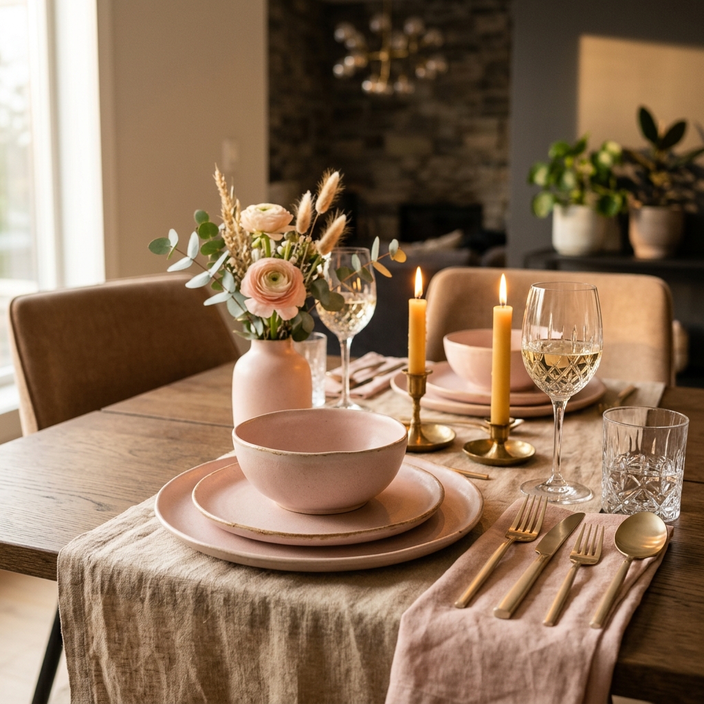 Blush Pink Ceramic Dinnerware Set
