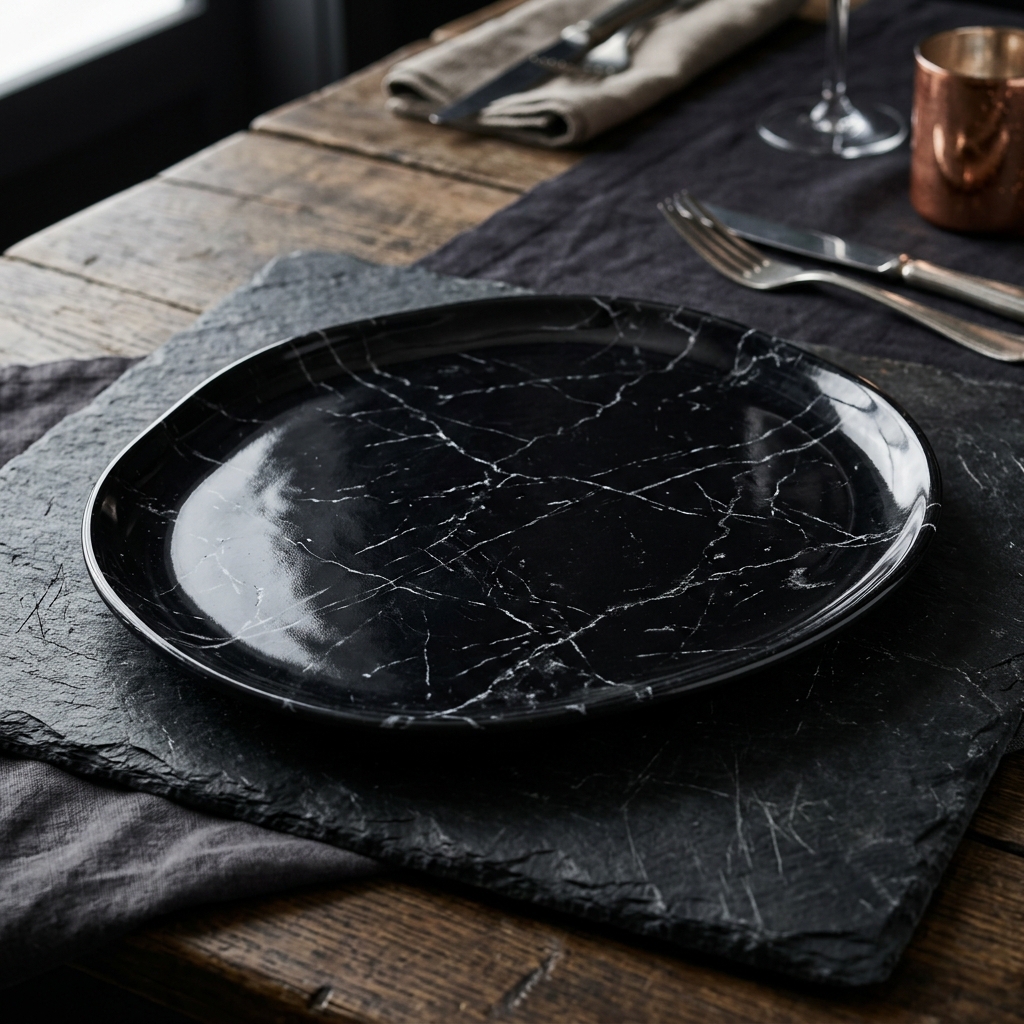 Faux Marble-Glazed Melamine Platters